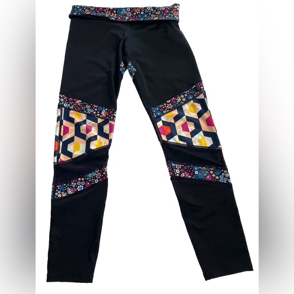 JoyLab Pants - JoyLab Leggings Patchwork Floral + Geometric Print Women’s S Black/Multi Yoga